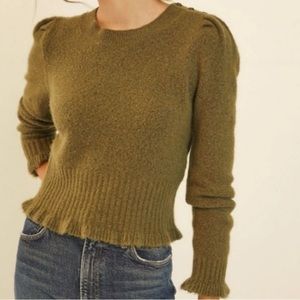 Anthropologie Olive Green Crew Neck Sweater
